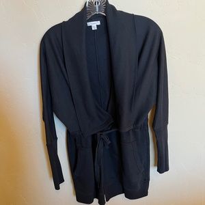Caslon Cinch-Waist Black Knit  Cardigan Jacket - XS